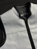 Mens Snake Embossed Zippered White Motorcycle Biker Leather Vest Concealed Carry
