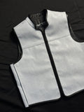Mens Snake Embossed Zippered White Motorcycle Biker Leather Vest Concealed Carry