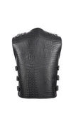 Gator Embossed Men's Heavy Buckle Motorcycle Concealed Carry Leather Vest
