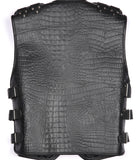 Gator Embossed Men's Heavy Buckle Motorcycle Concealed Carry Leather Vest