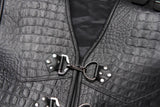Gator Embossed Men's Heavy Buckle Motorcycle Concealed Carry Leather Vest
