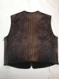 Gator Embossed Men's Distressed Brown Motorcycle Concealed Carry Leather Vest