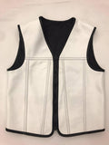 Men's Classic Zippered Biker Style White Motorcycle Leather Vest