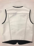 Men's Classic Zippered Biker Style White Motorcycle Leather Vest