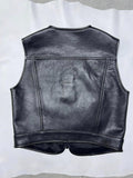 Men's Classic Zippered Biker Style Classic Motorcycle Leather Vest