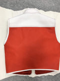 Men's Club Style Zippered Red & White Motorcycle Concealed Carry Biker Leather Vest