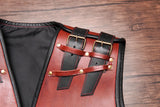 Men's Heavy Buckles Thick Cowhide Leather Motorcycle Biker Concealed Carry Leather Vest