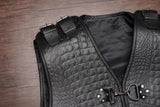Gator Embossed Men's Heavy Buckle Motorcycle Concealed Carry Leather Vest