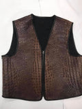 Gator Embossed Men's Distressed Brown Motorcycle Concealed Carry Leather Vest