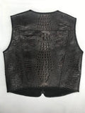 Gator Embossed Men's Black Alligator Motorcycle Concealed Carry Leather Vest