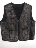 Gator Embossed Men's Black Alligator Motorcycle Concealed Carry Leather Vest