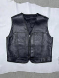 Men's Classic Zippered Biker Style Classic Motorcycle Leather Vest