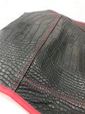 Men's Crocodile Embossed Black & Red Motorcycle Concealed Carry Leather Vest