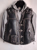 BLAZING FLAMES Men's Buckled Heavy Cowhide Leather Vintage Distressed Motorcycle Biker Concealed Carry Leather Vest