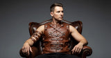 Men's Motorcycle Biker Brown Buckle Leather Vest Concealed Carry