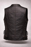 Side Lace Men's Club Style Outlaw Motorcycle Concealed Carry Leather Vest