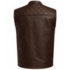 Men's Diamond Stitched Vinatge Brown Motorcycle Concealed Carry Leather Vest