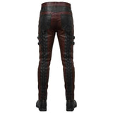 MEN FITTED RIDING BIKER RED & BLACK MOTORCYCLE TACTICAL LEATHER PANTS