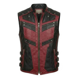 Men's Tactical Swat Style Red Motorcycle Concealed Carry Leather Vest