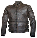 Men Brown Motorcycle Biker Style Concealed Carry Leather Jacket