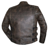 Men Brown Motorcycle Biker Style Concealed Carry Leather Jacket