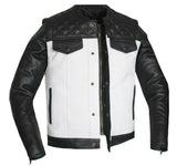 Men Motorcycle Perforated Removable Sleeves Vest Concealed Carry Leather Jacket