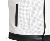 Men Motorcycle Perforated Removable Sleeves Vest Concealed Carry Leather Jacket