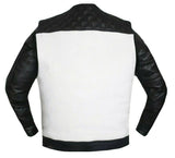 Men Motorcycle Perforated Removable Sleeves Vest Concealed Carry Leather Jacket