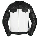 Men Motorcycle Perforated Removable Sleeves Vest Concealed Carry Leather Jacket