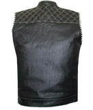 Mens Club Style Perforated US Eagle Liner Motorcycle Conceal Carry Leather Vest