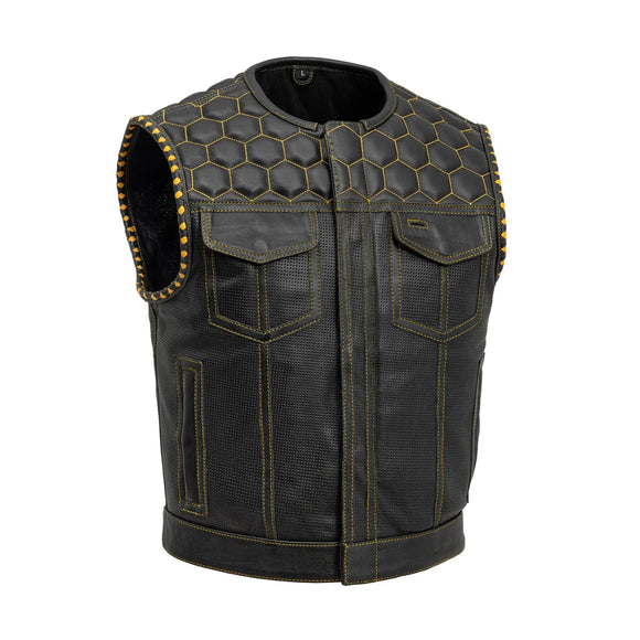 Hunt Club Honey Comb Men's Perforated Motorcycle Concealed Carry Leather Vest