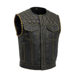 Hunt Club Honey Comb Men's Perforated Motorcycle Concealed Carry Leather Vest