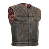 Harley Knight-  Men's Distressed Motorcycle Leather Vest Concealed Carry