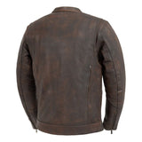 Men Hunt Club Distressed Vintage Cafe Racer Motorcycle Biker Concealed Carry Leather Jacket