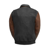 Men's Two Tone Moto Bomber Style Motorcycle Leather Jacket