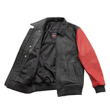 Men's Two Tone Moto Bomber Style Motorcycle Biker Leather Jacket