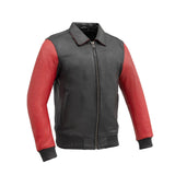 Men's Two Tone Moto Bomber Style Motorcycle Biker Leather Jacket