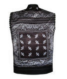 Mens Club Style Perforated Paisley Liner Motorcycle Concealed Carry Leather Vest