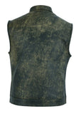 Men's Club Style Vintage Distressed Brown Leather Motorcycle Concealed Carry Biker Vest