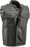 Men Club Style Paisley Liner Biker Motorcycle Concealed Carry Leather Vest