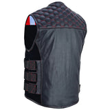 Patriot Wheels Men Padded Motorcycle Biker Leather Vest Concealed Carry