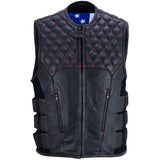 Patriot Wheels Men Padded Motorcycle Biker Leather Vest Concealed Carry