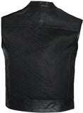 Mens Perforated Leather and Mesh Biker Style Motorcycle Concealed Carry Vest