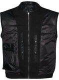 Mens Perforated Leather and Mesh Biker Style Motorcycle Concealed Carry Vest