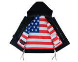 Redline - Mens Hooded Padded Motorcycle Biker Leather Vest Concealed Carry