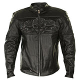 Reflective Skull Cowhide Biker Style Armored Motorcycle Jacket