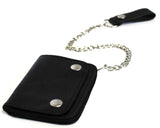Men's Studded Tri-Fold Biker Styled Removable Chain Genuine Leather Wallet