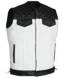 Men Motorcycle Perforated Removable Sleeves Vest Concealed Carry Leather Jacket