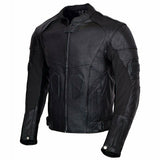 Mens Classic Black Perforated Leather Biker Style Motorcycle Jacket Zipout liner