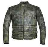 Men Distressed Brown Motorcycle Biker Style Concealed Carry Leather Jacket